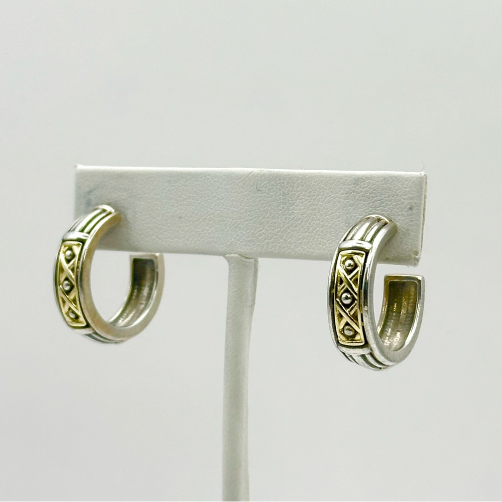 Lagos Caviar Sterling Silver & Gold Hoop Earrings